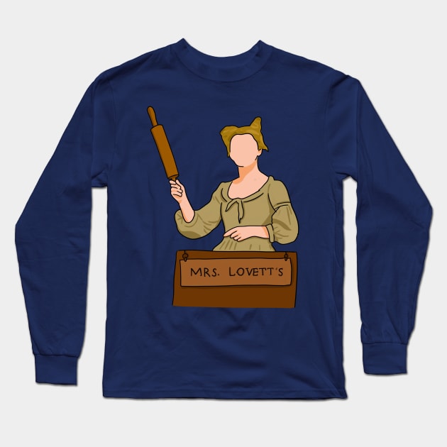 Mrs. Lovett With Rolling Pin (Sweeney Todd) Long Sleeve T-Shirt by byebyesally